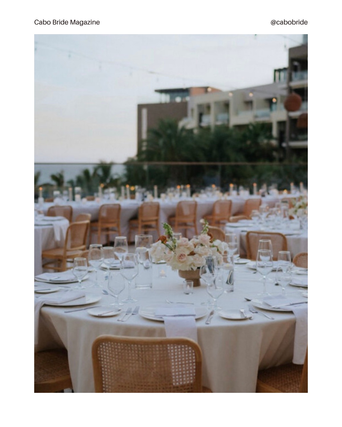 Ashley and Joshua wedding reception as featured by Cabo Bride Magazine